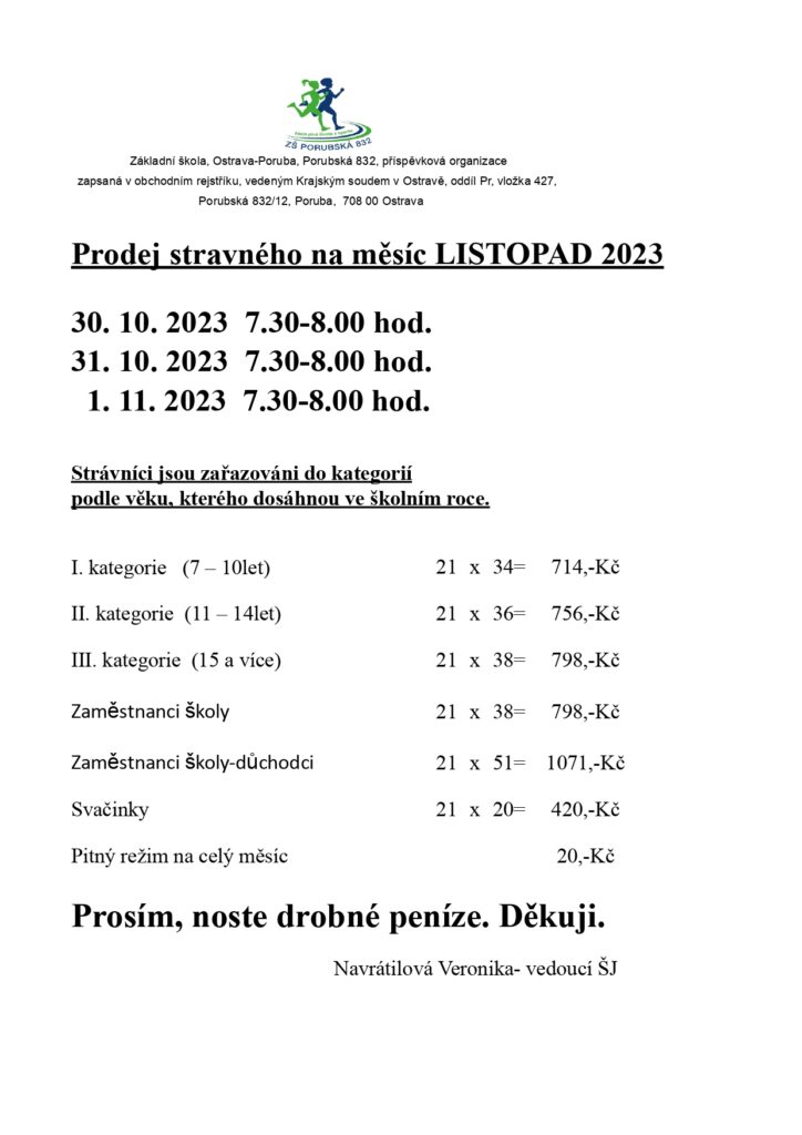Prodej stravného listopad